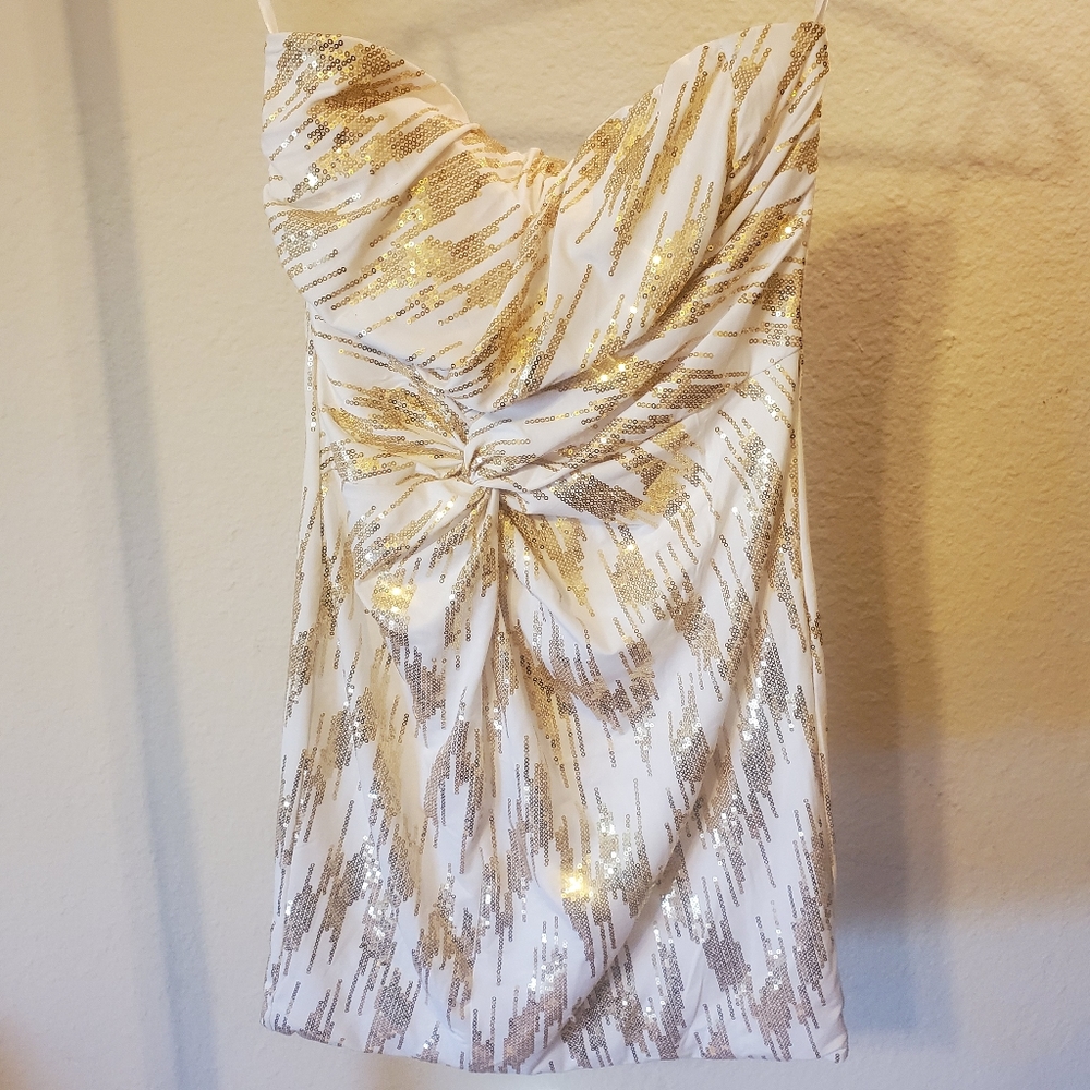 White & Gold Sequin Dress
